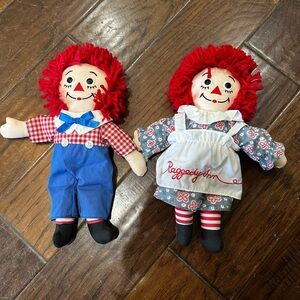 Raggedy Ann and Andy Dolls Set - Red and Blue